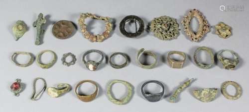 A small collection of Medieval and post medieval jewellery, including - Anglo-Saxon ring brooch with