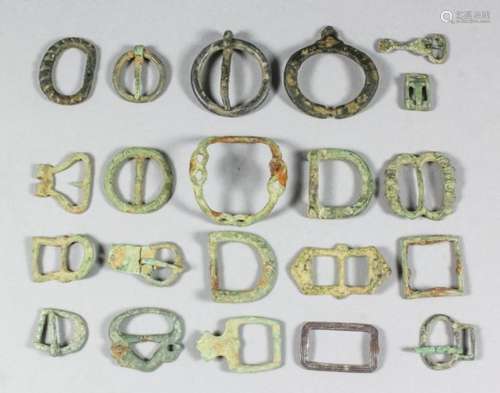 A collection of Medieval and post medieval buckles of copper alloy and brass, including - 15th