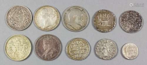 Twenty-five Indian/Asian silver coins, various (Ancient to George V)