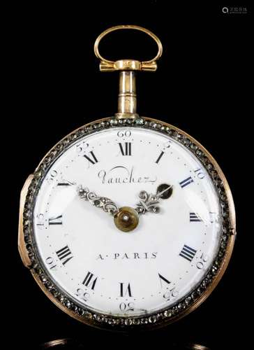 An early 19th Century French lady's pocket watch by Vauchez of Paris, the white enamel dial with