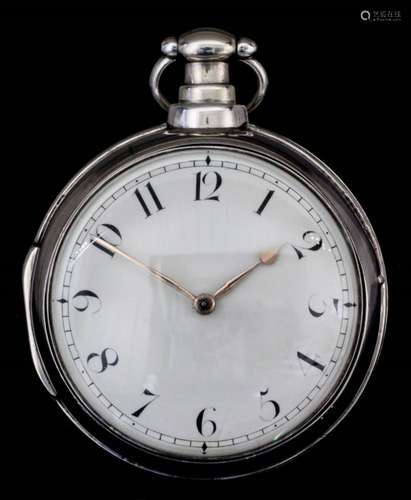 A George III silver pair cased verge pocket watch by George Grayden, London, No. 20625, the white