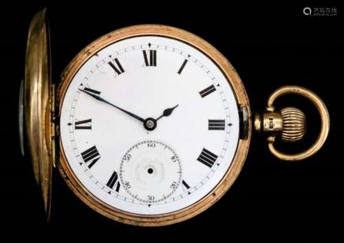 An early 20th Century gentleman's 9ct gold half hunting cased lever pocket watch by the Dennison