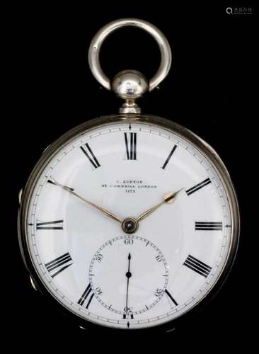 A Victorian silver cased pocket watch by Clifford Lupton, 42 Cornhill, London, No. 1175, the white