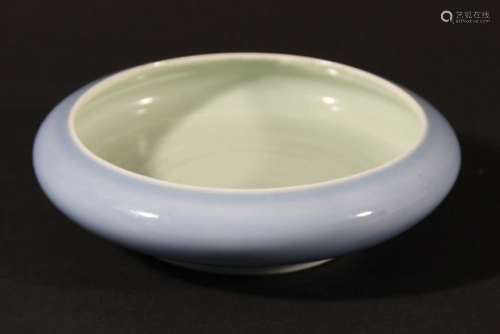 CHINESE BRUSH WASHER, the exterior with a claire de lune glaze, the interior a pale green celadon,