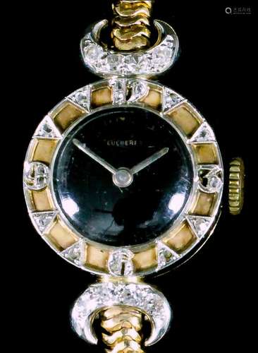 A lady's Bucherer of Paris 18ct gold and diamond cased cocktail wristwatch, No. 12824, with