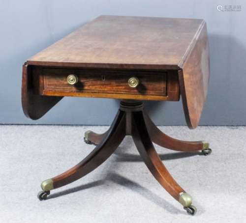 A George III mahogany Pembroke supper table with D-shaped flaps, fitted one drawer to each end, on
