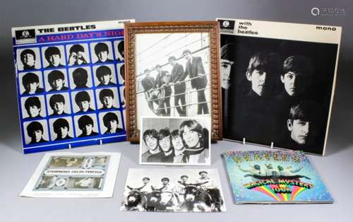 A mixed collection of Beatles memorabilia, including - a signed black and white photograph, 6.