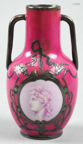 Antique GF & R Porcelain Cameo Vase