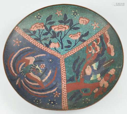 Meiji Period Japanese Charger Cloisonne Larger Phoenix