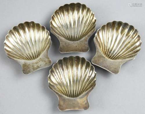 Set of 4 Sterling Shell Shape Nut Dishes