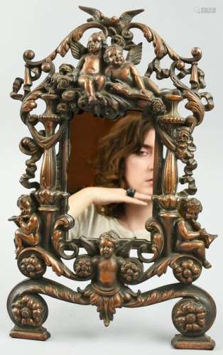 Victorian Cast Iron Cherub Mirror