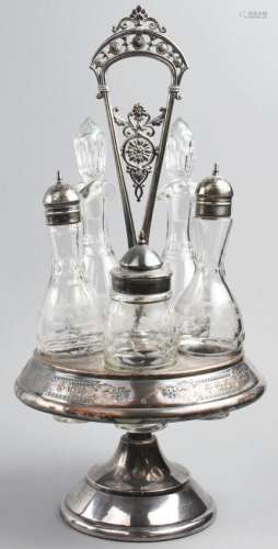 c1880 Simpson, Hall & Miller Silver Plate Cruet, Etched