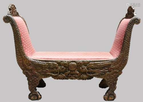 Newel Art Galleries Mythical Dragon Scroll Bench