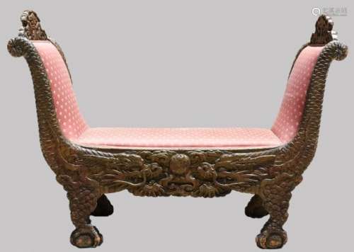 Newel Art Galleries Mythical Dragon Scroll Bench