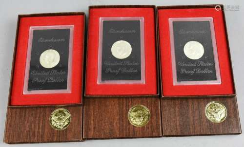 Lot of 3 1973 Proof Uncirculated Eisenhower Dollars