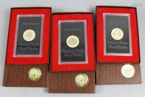 Lot of 3 1974 Proof Uncirculated Eisenhower Dollars
