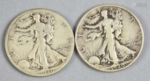 2 1940 Walking Liberty Half Dollars