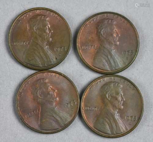 Lot of 4 1973 D Lincoln Pennies