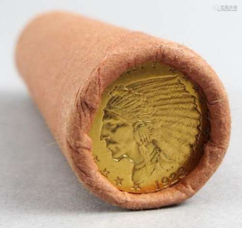 Unsearched Roll Showing $2.5 1928 Indian Gold Coin End