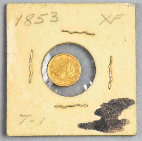 1853 One Dollar liberty  Gold Coin Type 1