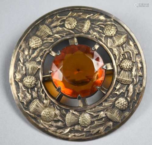 Antique Scottish Cairngorm Kilt Brooch