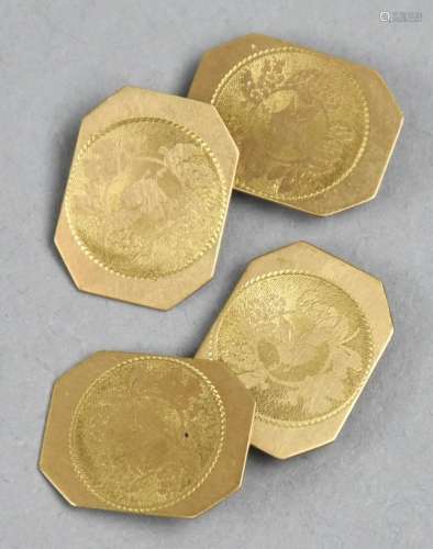 Set of  10 K Gold Etched Cufflinks Victorian