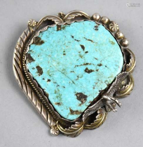 Massive Turquoise/Sterling Brooch/Pendant SIGNED
