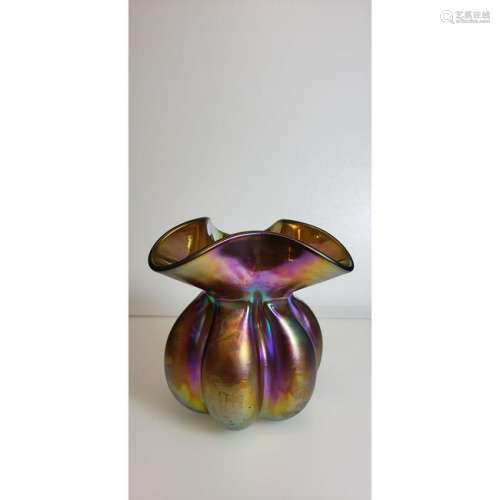 Signed Aurene Art Glass Vase Possibly L C Tiffany