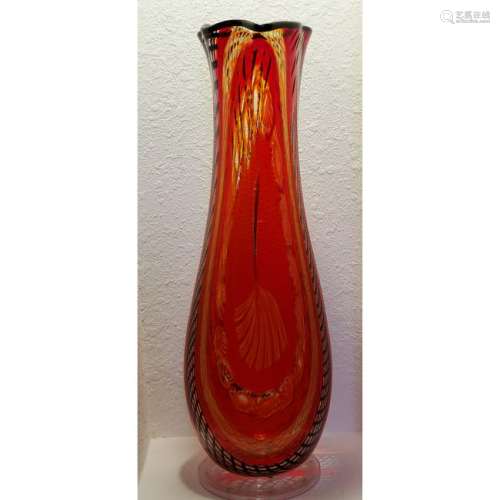 Reno Schiavon  Murano Art Glass Vase 1/1 Museum Quality