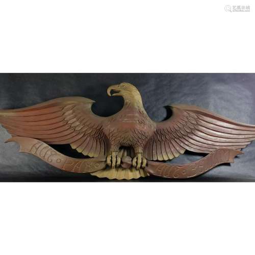 Vintage Carved Wood Eagle Sculpture