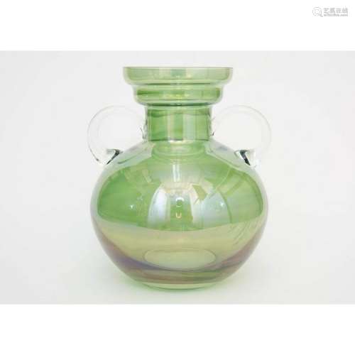 Fratelli Toso Murano Handled Art Glass Vase