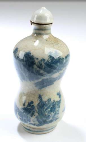 Chinese Blue & White Porcelain Snuff Bottle