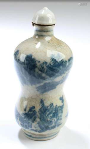 Chinese Blue & White Porcelain Snuff Bottle