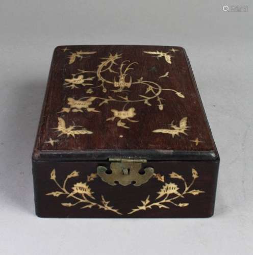 Antique Chinese Hardwood Make-up cum Jewelry Box with b