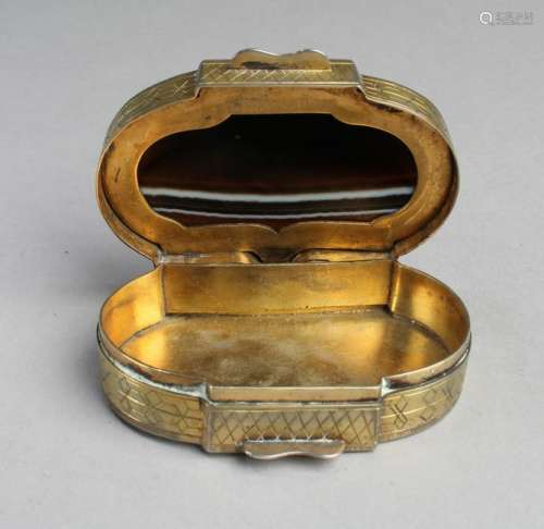 A Gilt Bronze Box with Agate Inlay engraved with Arabic