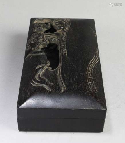 Chinese Hardwood (Possibly Zitan) Inkstone with Cover