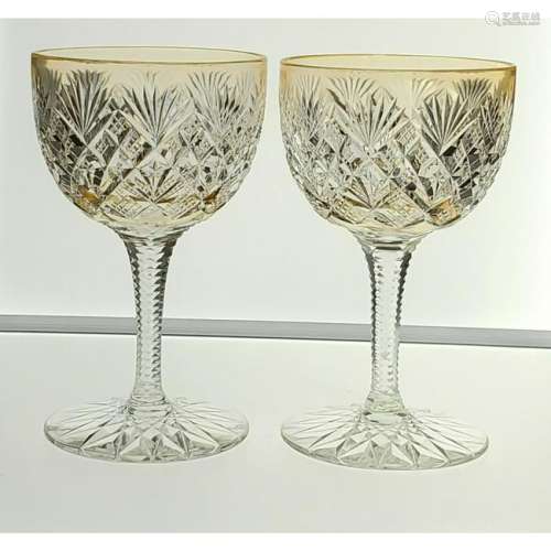 Pair of ABP Cut Glass Wines, Straus 
