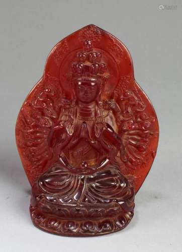 Chinese Peking Glass Guanyin Statue