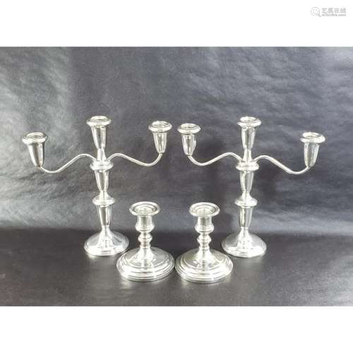 Lot of 4 Sterling Candle Holders Kirk & Sons / Empire