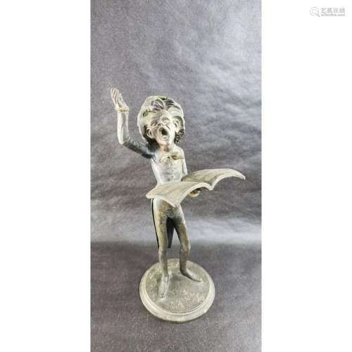 Signed Bronze Figural Candle Holder 19th c