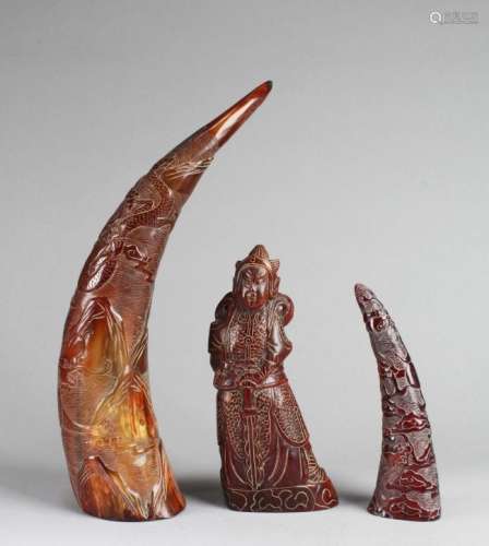 A Group of Three Horn Carvings