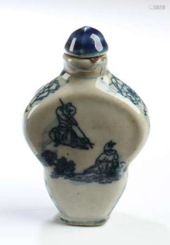 Chinese Blue & White Porcelain Snuff Bottle