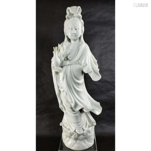 Antique Chinese Blanc de Chine Kwan Yin With Mark 1900