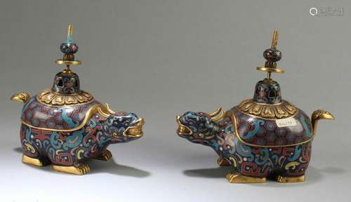 A Pair of Cloisonne Candle Holders