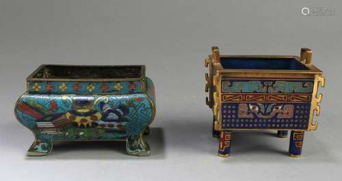 A Group of Two Cloisonne Censers