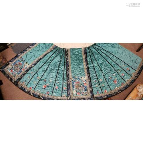 Antique Chinese Embroidered Silk Skirt 19th c