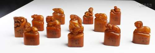 A Group of Twelve Chinese Soapstone Seals