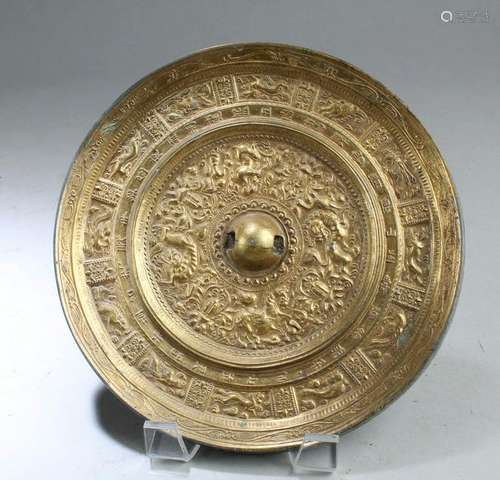 Chinese Gilt Bronze Mirror