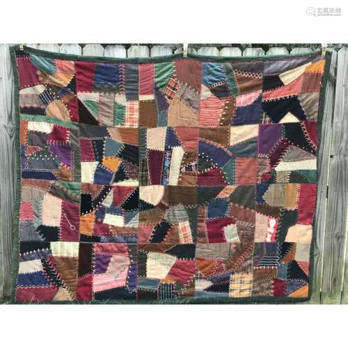 Signed Crazy Quilt R.D 1906 Turn Of The Century