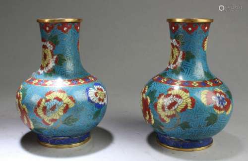 A pair of Antique Chinese Cloisonne Vases